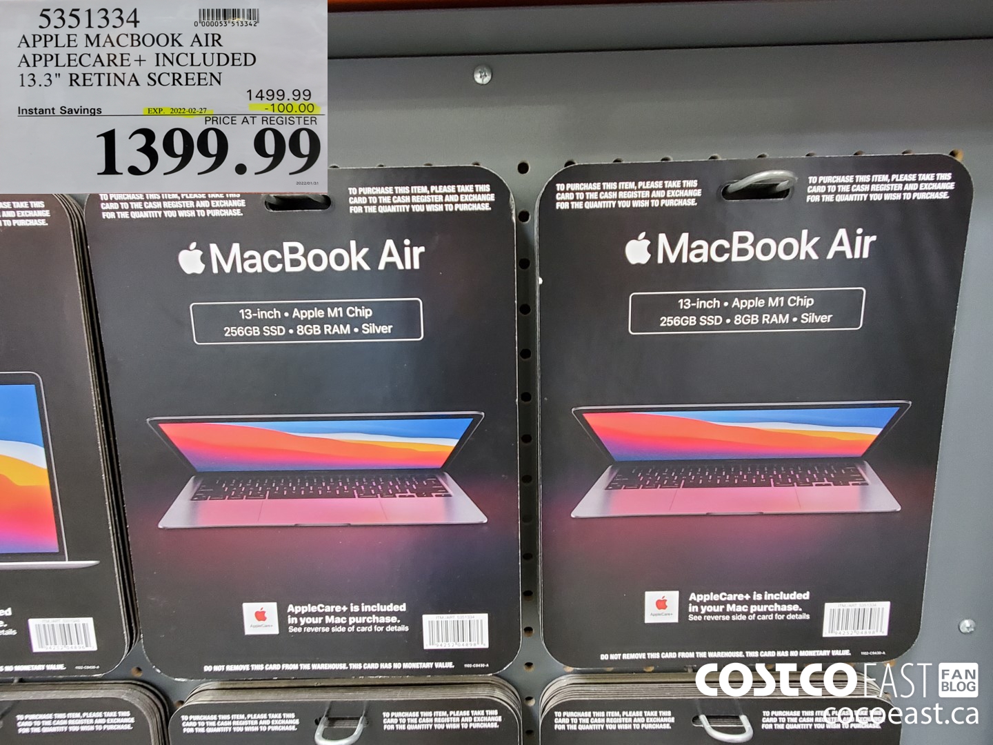 5351334 APPLE MACBOOK AIR APPLECARE+ INCLUDED 13.3 RETINA SCREEN ($100.00 INSTANT SAVINGS EXPIRES ON 2022-02-27) $1399.99