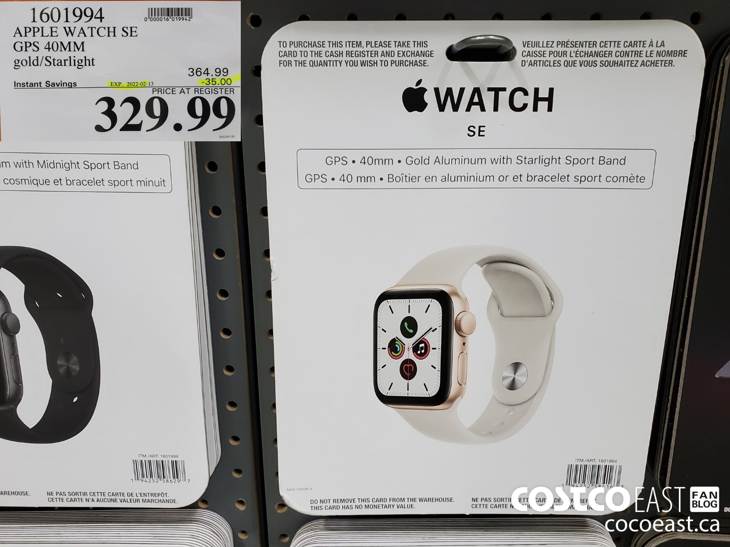 1601994 APPLE WATCH SE GPS 40MM gold/Starlight ($35.00 INSTANT SAVINGS EXPIRES ON 2022-02-13) $329.99