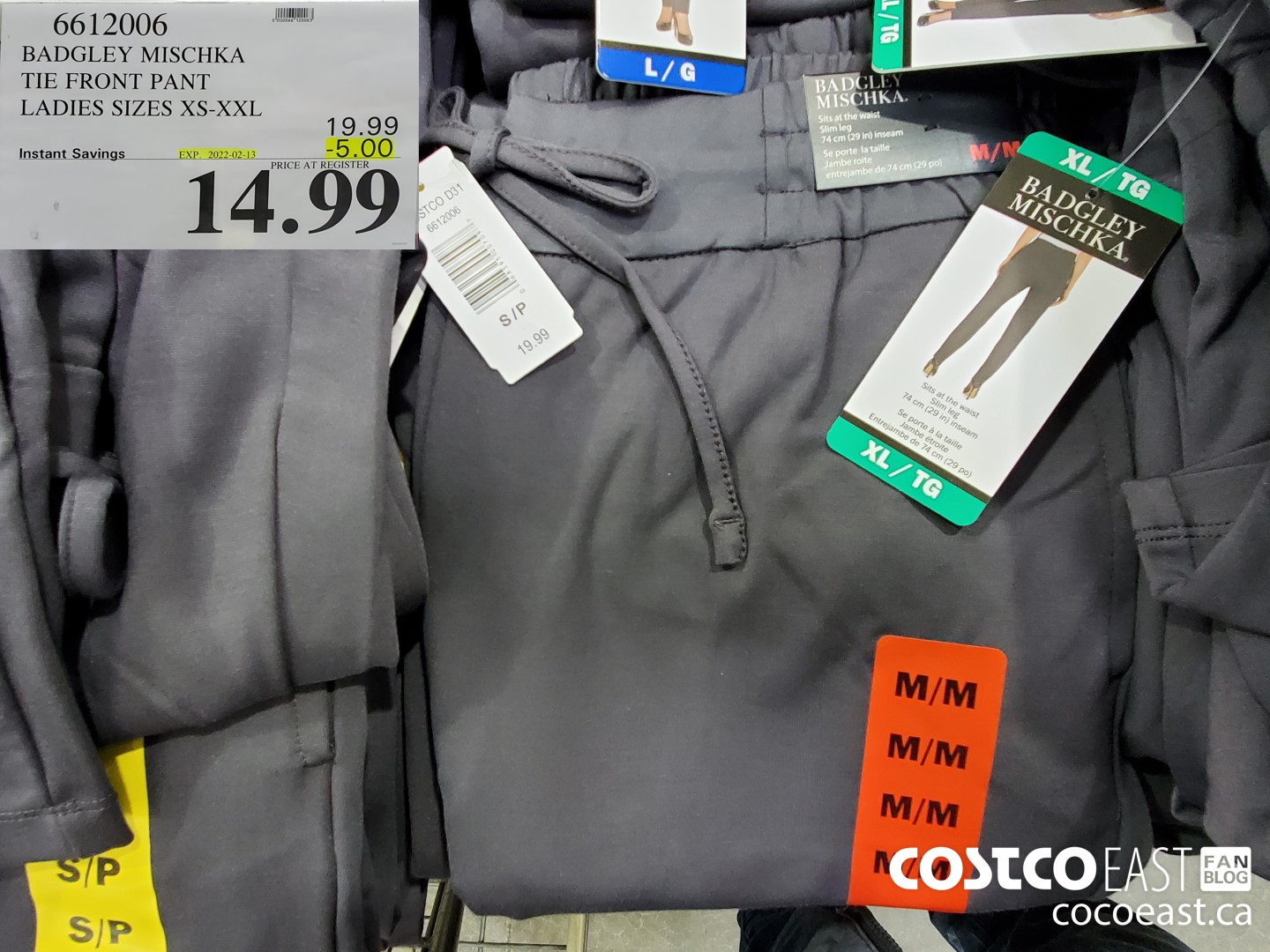 6612006 BADGLEY MISCHKA TIE FRONT PANT LADIES SIZES XS-XXL ($5.00 INSTANT SAVINGS EXPIRES ON 2022-02-13) $14.99