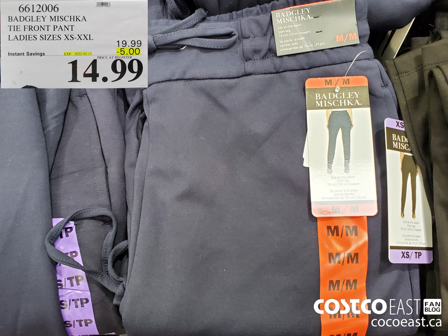 6612006 BADGLEY MISCHKA TIE FRONT PANT LADIES SIZES XS-XXL ($5.00 INSTANT SAVINGS EXPIRES ON 2022-02-13) $14.99