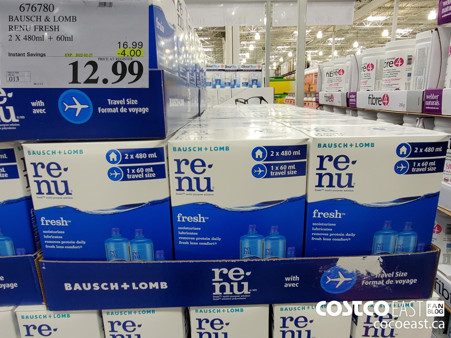 676780 BAUSCH & LOMB RENU FRESH 2 X 480 ML + 60ML ($4.00 INSTANT SAVINGS EXPIRES ON 2022-02-27) $12.99