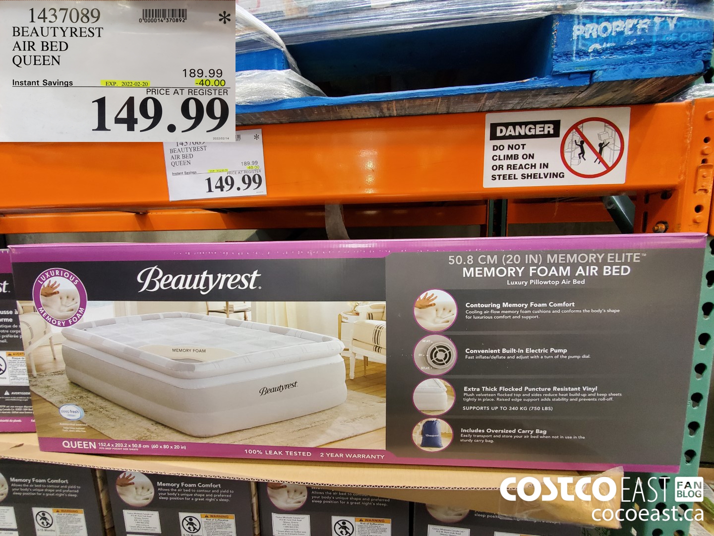 1437089 BEAUTYREST AIR BED QUEEN ($40.00 INSTANT SAVINGS EXPIRES ON 2022-02-20) $149.99