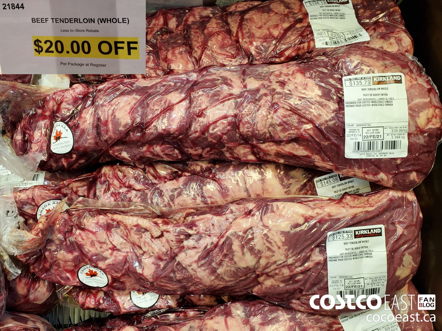 21844 BEEF TENDERLOIN (WHOLE) ($25.00 INSTANT SAVINGS)