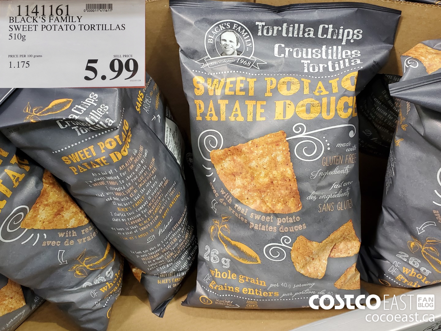 1141161 BLACK’S FAMILY SWEET POTATO TORTILLAS 510g $5.99