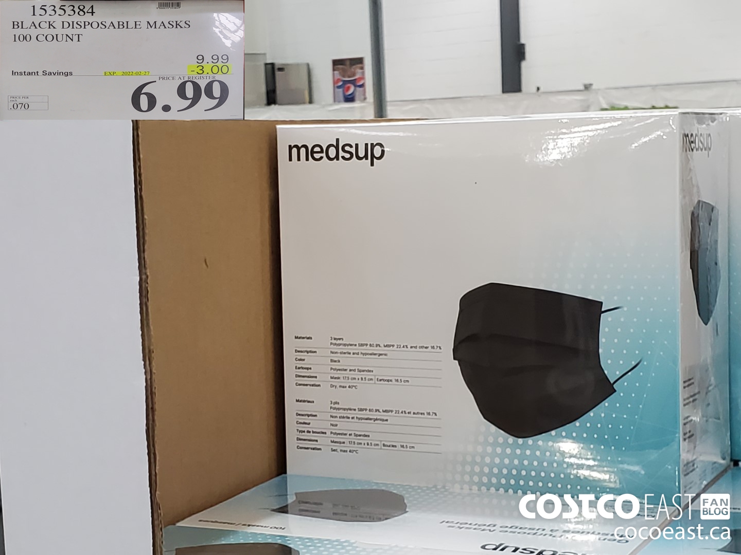 1535384 BLACK DISPOSABLE MASKS 100 COUNT ($3.00 INSTANT SAVINGS EXPIRES ON 2022-02-27) $6.99