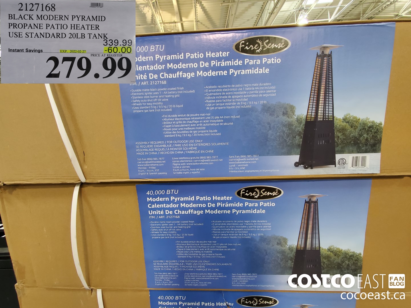 2127168 BLACK MODERN PYRAMID PROPANE PATIO HEATER USE STANDARD 20LB TANK ($60.00 INSTANT SAVINGS EXPIRES ON 2022-02-27) $279.99