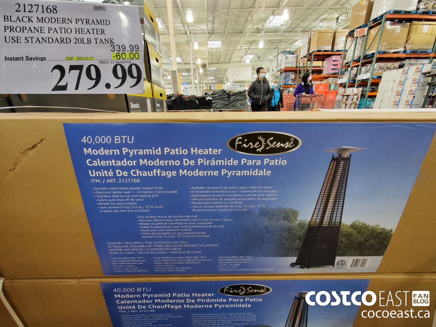 2127168 BLACK MODERN PYRAMID PROPANE PATIO HEATER USE STANDARD 20LB TANK ($60.00 INSTANT SAVINGS EXPIRES ON 2022-02-27) $279.99