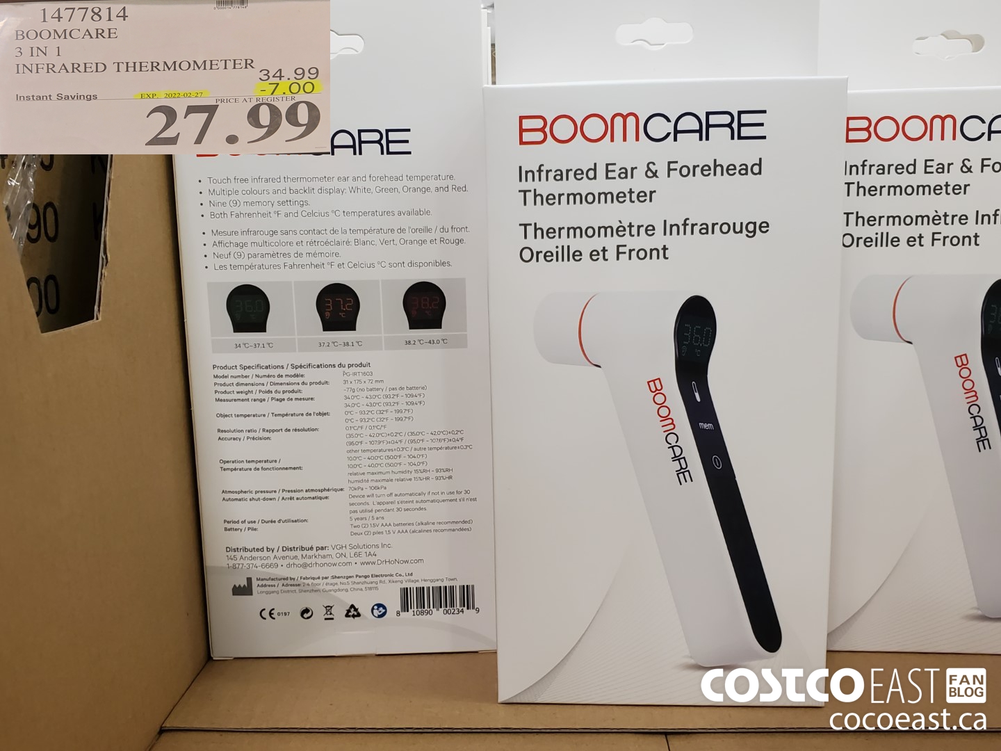 1477814 BOOMCARE 3-IN-1 INFRARED THERMOMETER ($7.00 INSTANT SAVINGS EXPIRES ON 2022-02-27) $27.99