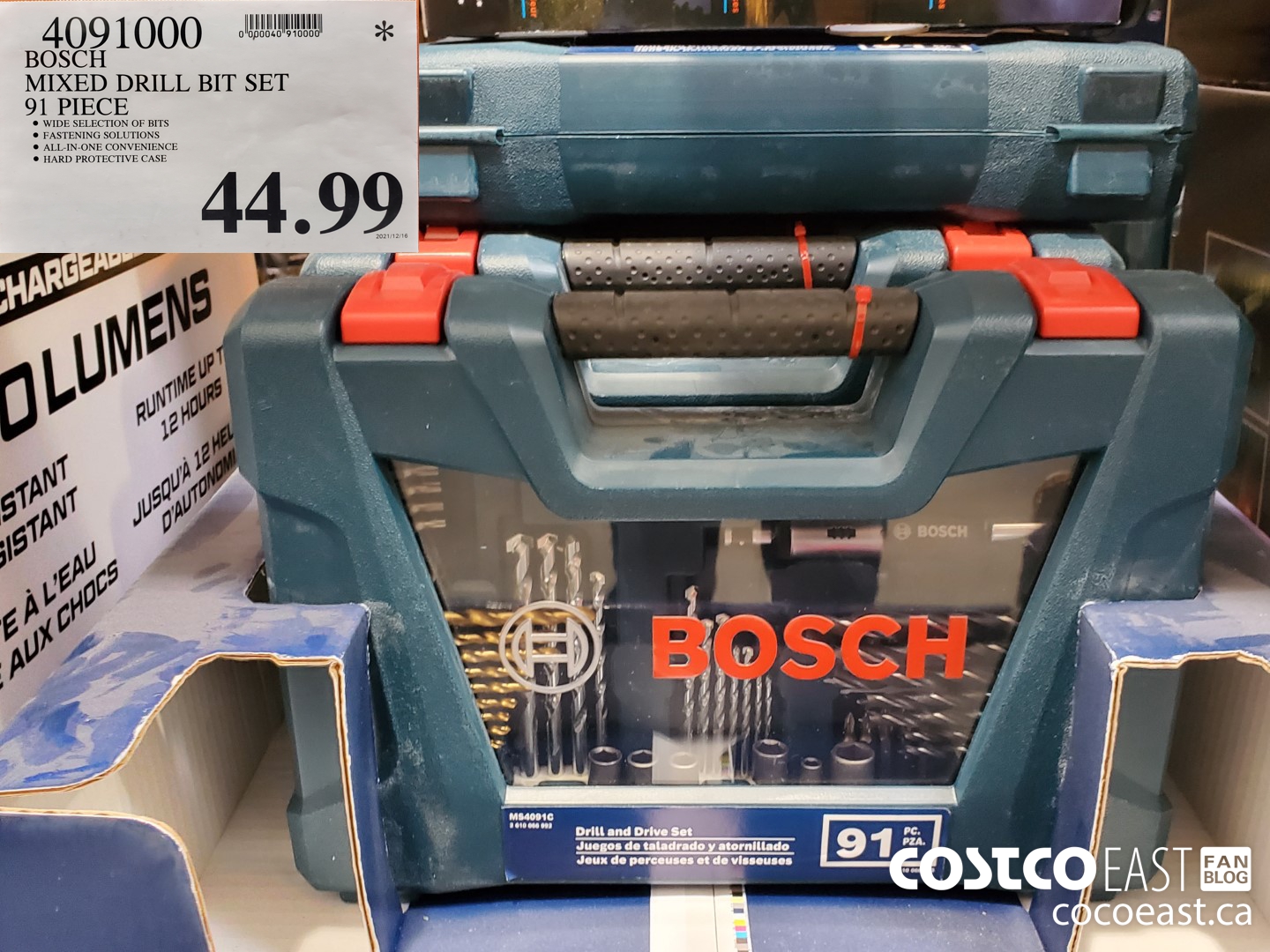 4091000 BOSCH MIXED DRILL BIT SET 91 PIECE $44.99