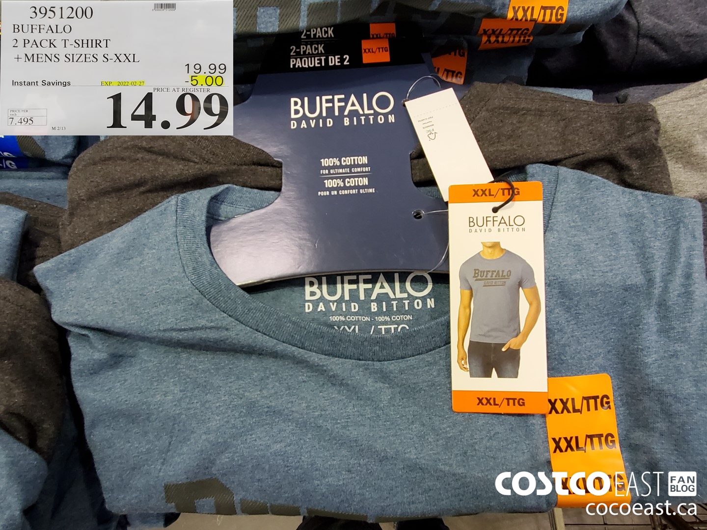 3951200 BUFFALO 2 PACK T-SHIRT +MENS SIZES S-XXL ($5.00 INSTANT SAVINGS EXPIRES ON 2022-02-27) $14.99