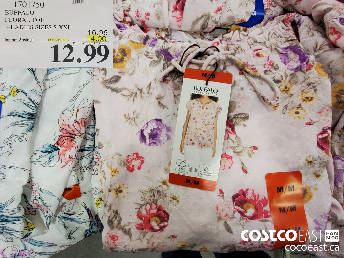 1701750 BUFFALO FLORAL TOP + LADIES SIZES S-XXL ($4.00 INSTANT SAVINGS EXPIRES ON 2022-02-27) $12.99