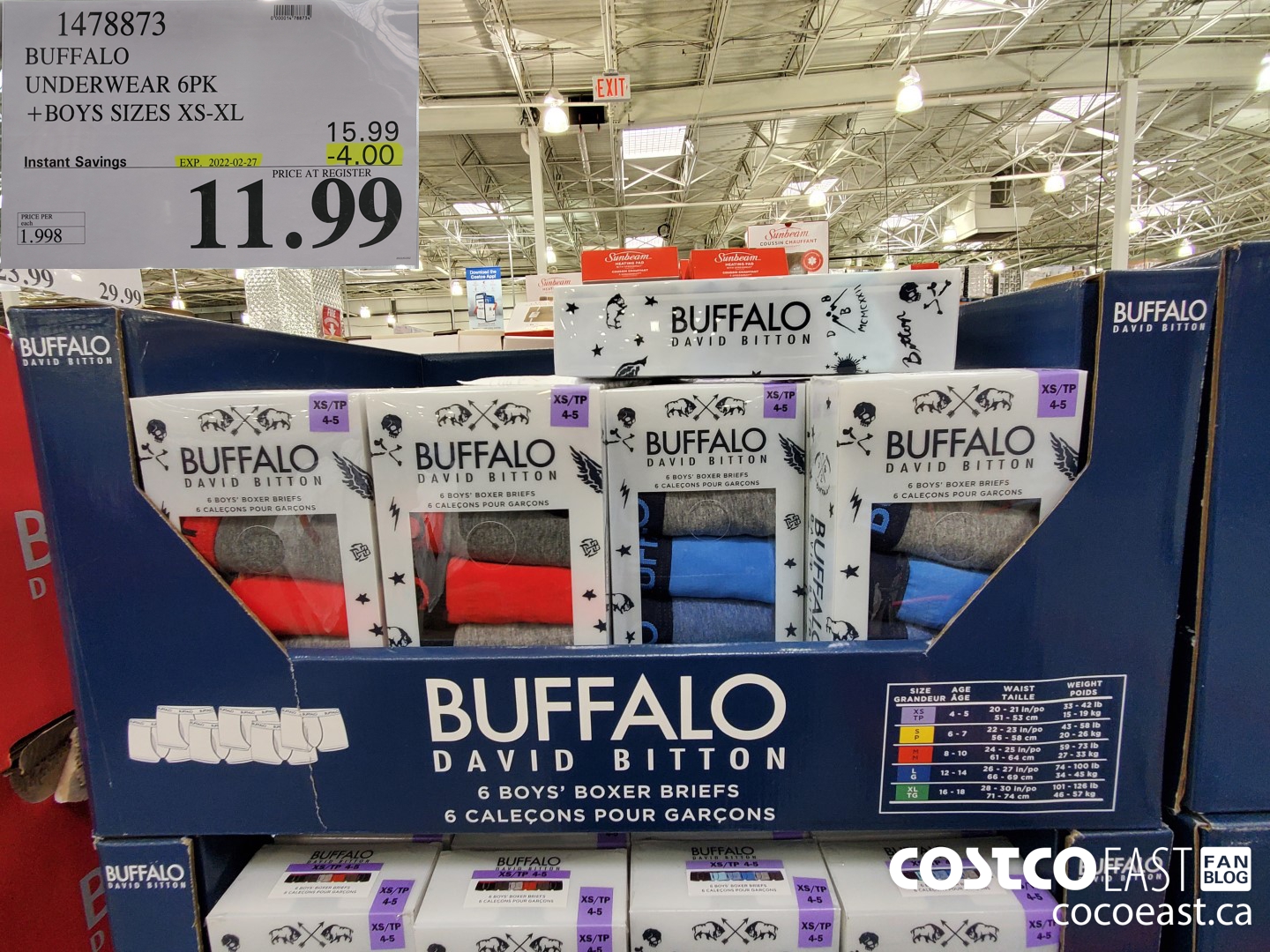 1478873 BUFFALO UNDERWEAR 6PK +BOYS SIZES XS-XL ($4.00 INSTANT SAVINGS EXPIRES ON 2022-02-27) $11.99