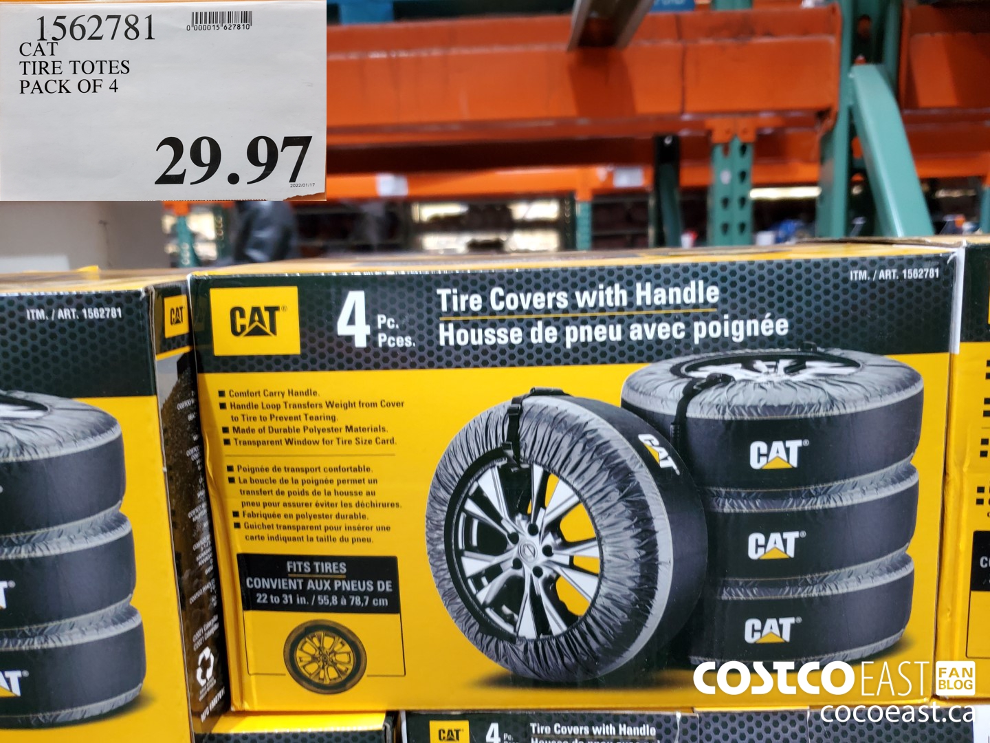 1562781 CAT TIRE TOTES PACK OF 4 $29.97