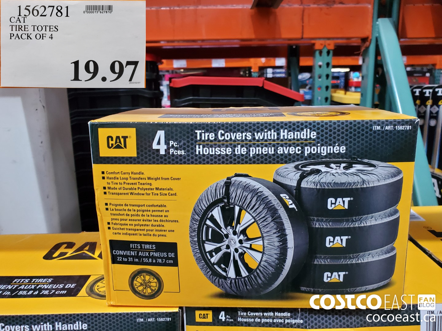 1562781 CAT TIRE TOTES PACK OF 4 $19.97