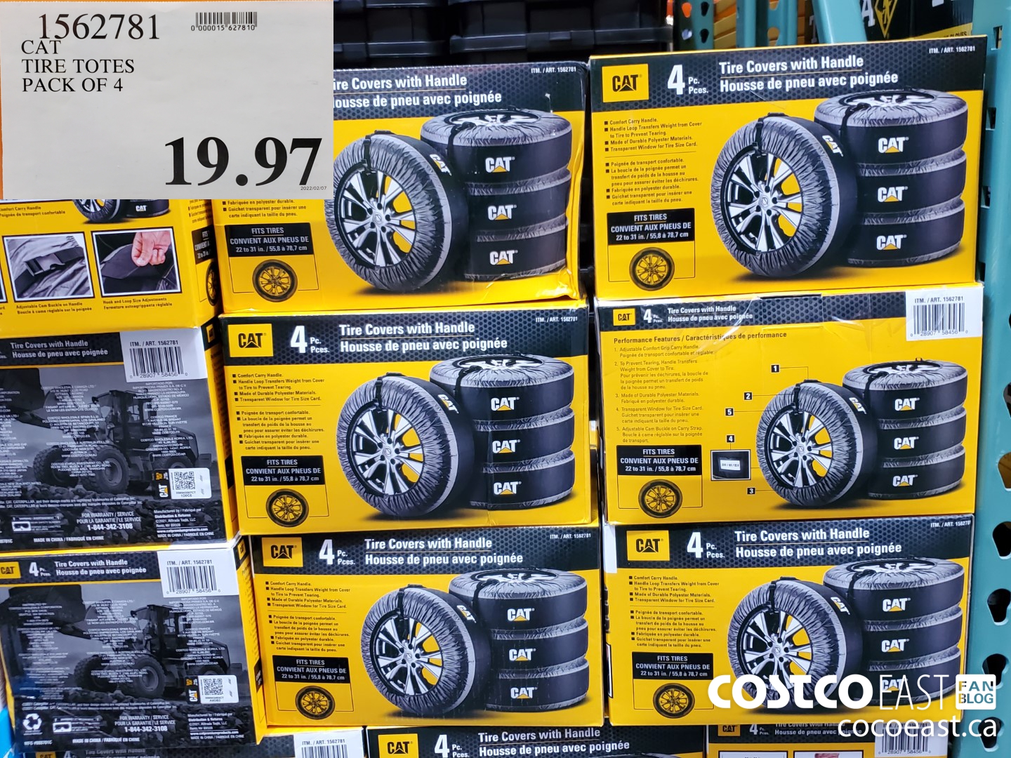 1562781 CAT TIRE TOTES PACK OF 4 $19.97