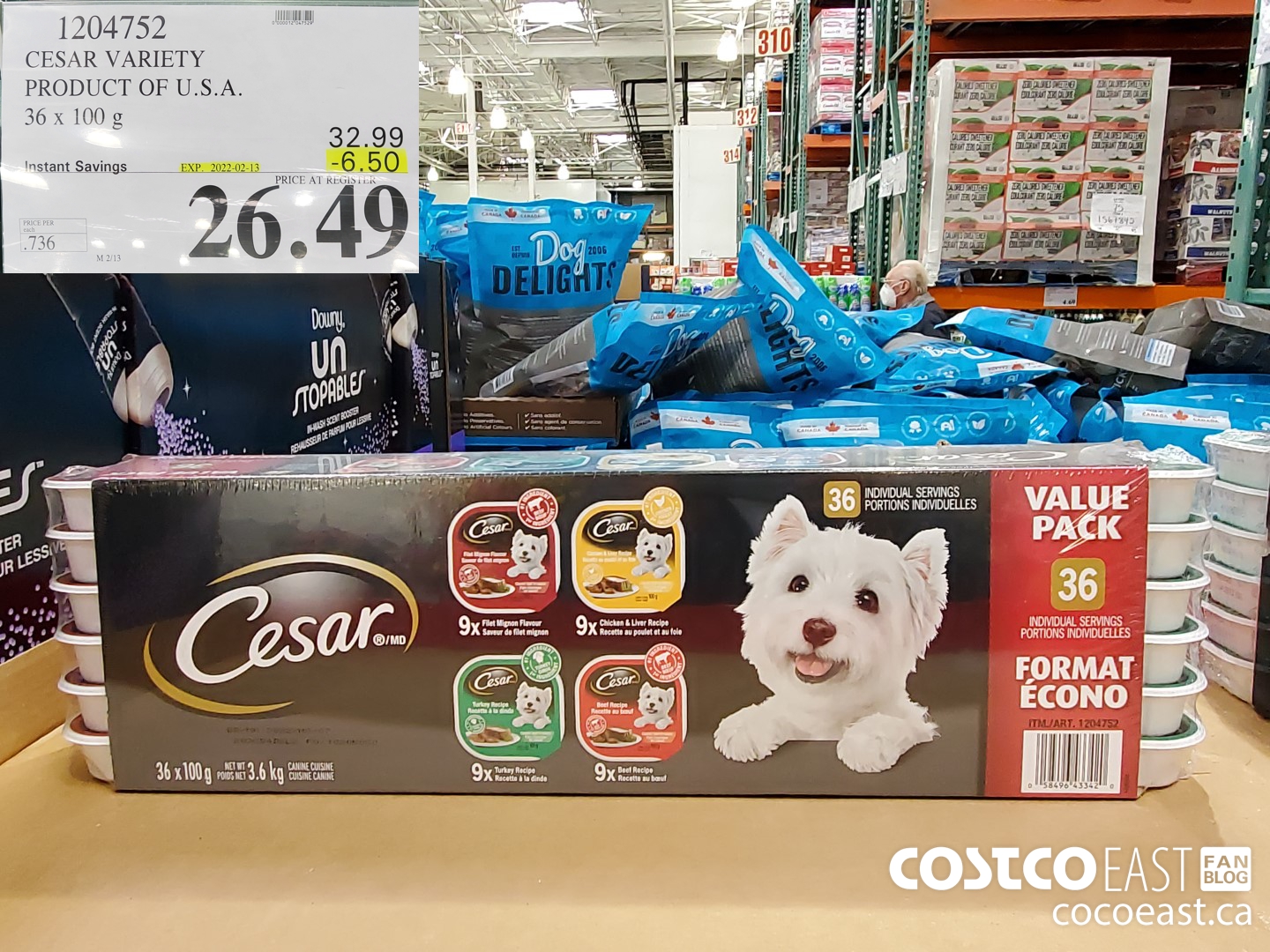 1204752 CESAR VARIETY PRODUCT OF U.S.A. 36 x 100 g ($6.50 INSTANT SAVINGS EXPIRES ON 2022-02-13) $26.49