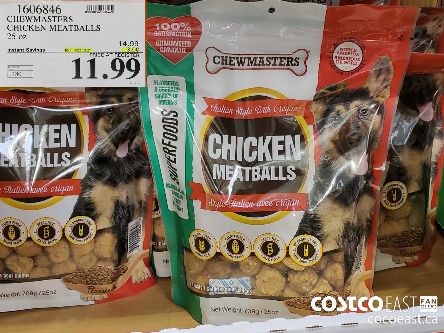 1606846 CHEWMASTERS CHICKEN MEATBALLS 25 OZ ($3.00 INSTANT SAVINGS EXPIRES ON 2022-02-27) $11.99