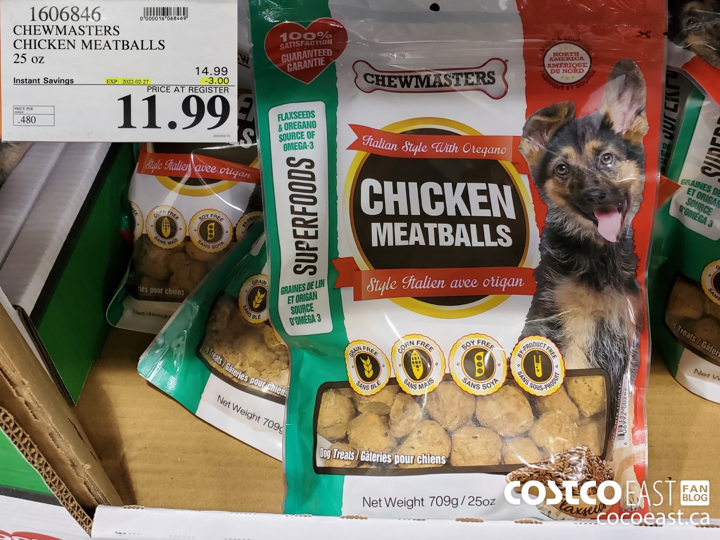 1606846 CHEWMASTERS CHICKEN MEATBALLS 25 OZ ($3.00 INSTANT SAVINGS EXPIRES ON 2022-02-27) $11.99