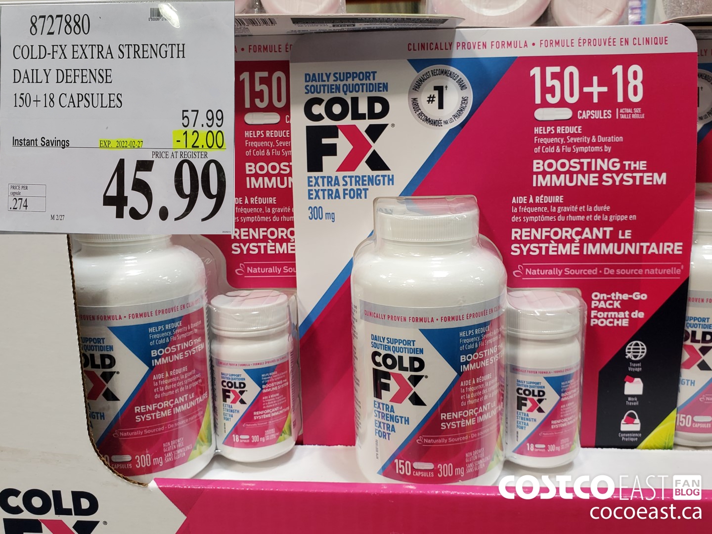 8727880 COLD-FX EXTRA STRENGTH DAILY DEFENSE 150 + 18 CAPSULES ($12.00 INSTANT SAVINGS EXPIRES ON 2022-02-27) $45.99