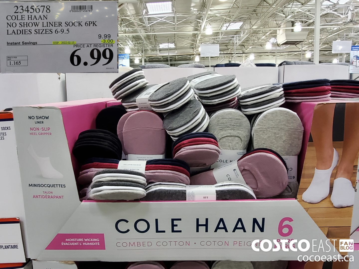 2345678 COLE HAAN NO SHOW LINER SOCK 6PK LADIES SIZES 6-9.5 ($3.00 INSTANT SAVINGS EXPIRES ON 2022-02-13) $6.99