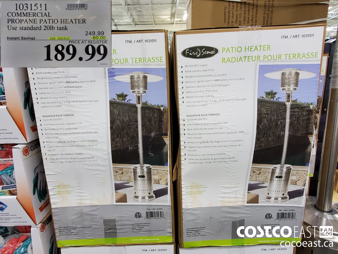 1031511 COMMERCIAL PROPANE PATIO HEATER Use standard 201b tank ($60.00 INSTANT SAVINGS EXPIRES ON 2022-02-27) $189.99