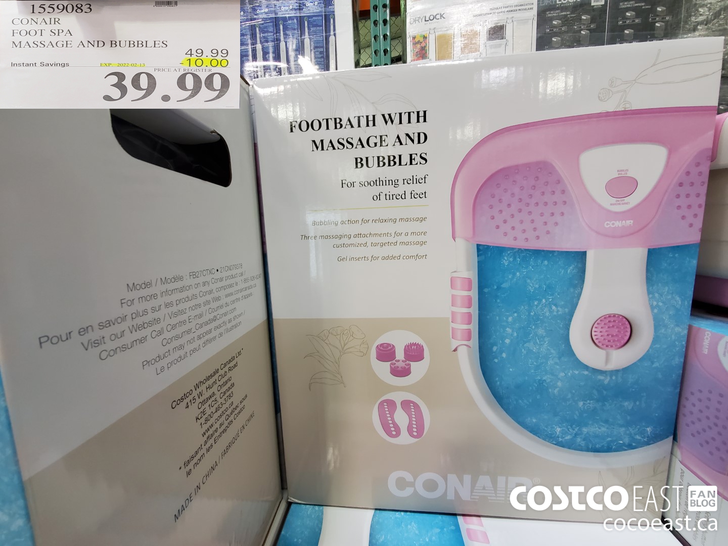 1559083 CONAIR FOOT SPA MASSAGE AND BUBBLES ($10.00 INSTANT SAVINGS EXPIRES ON 2022-02-13) $39.99