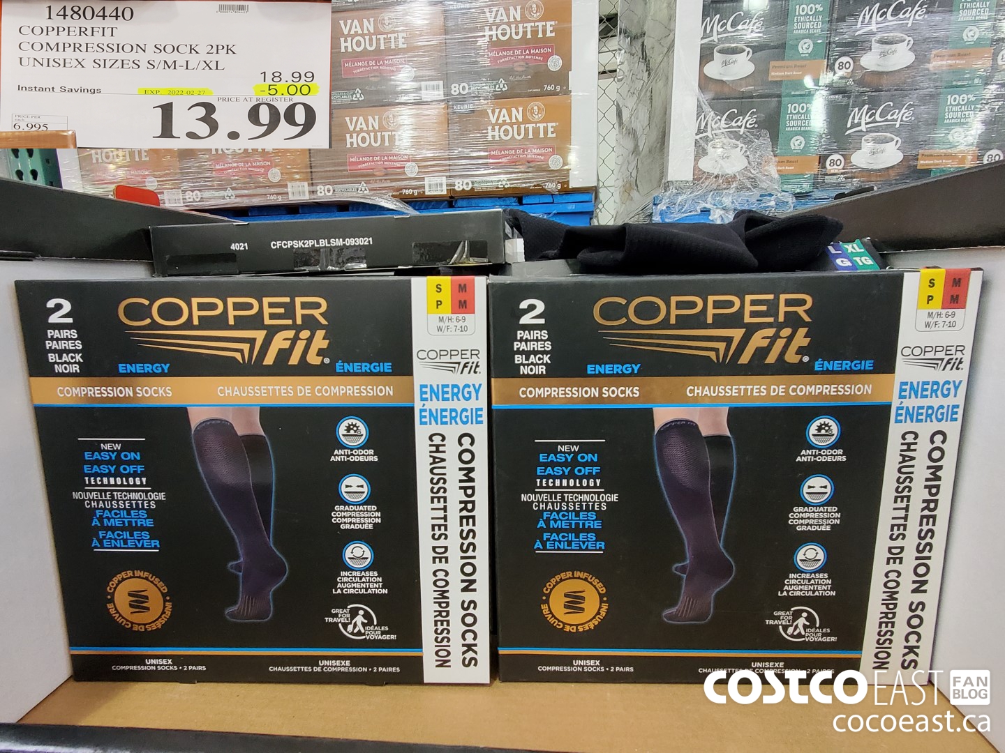 1480440 COPPERFIT COMPRESSION SOCK 2PK UNISEX SIZES S/M-L/XL ($5.00 INSTANT SAVINGS EXPIRES ON 2022-02-27) $13.99
