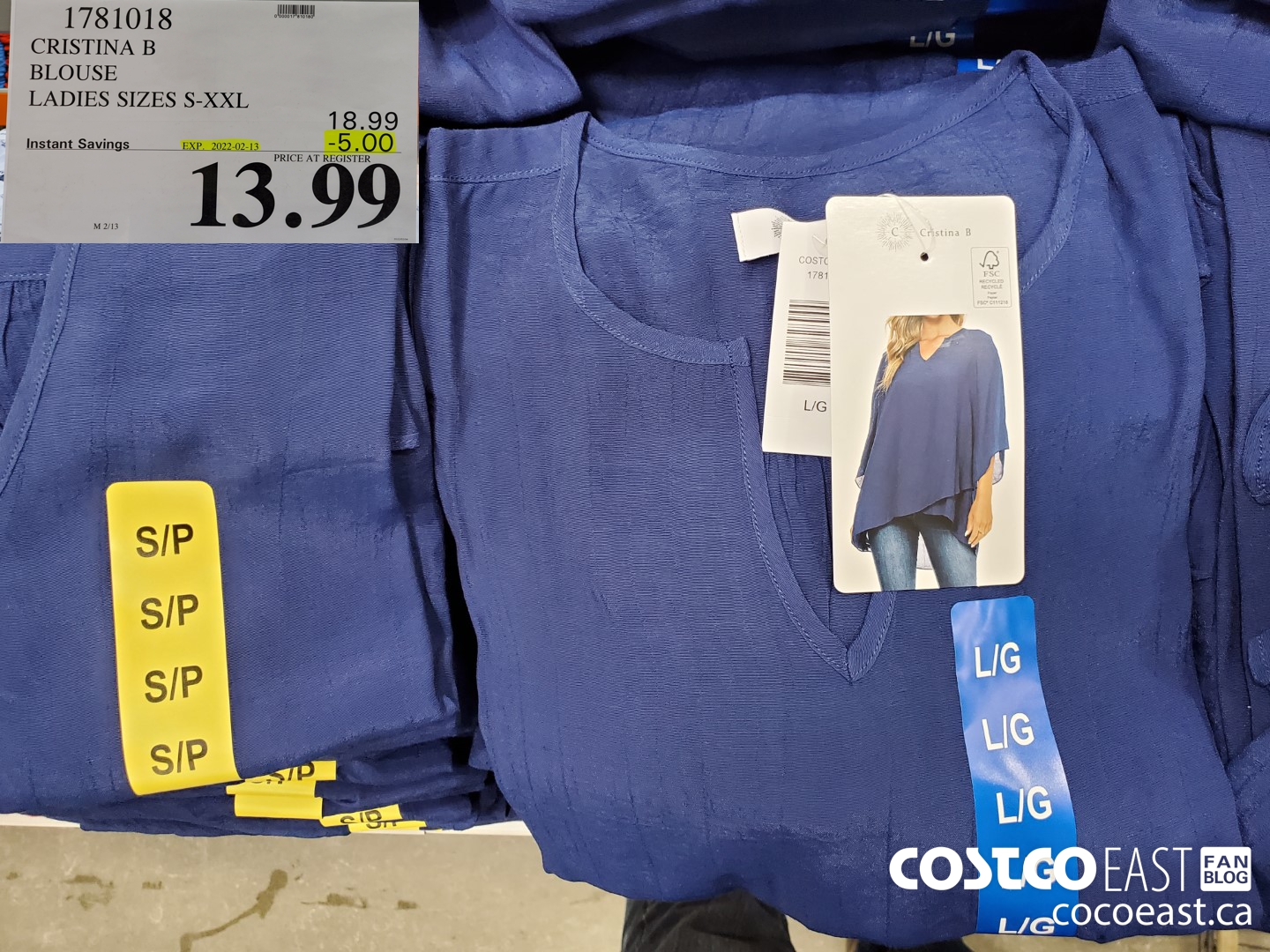 1781018 CRISTINA B BLOUSE LADIES SIZES S-XXL ($5.00 INSTANT SAVINGS EXPIRES ON 2022-02-13) $13.99