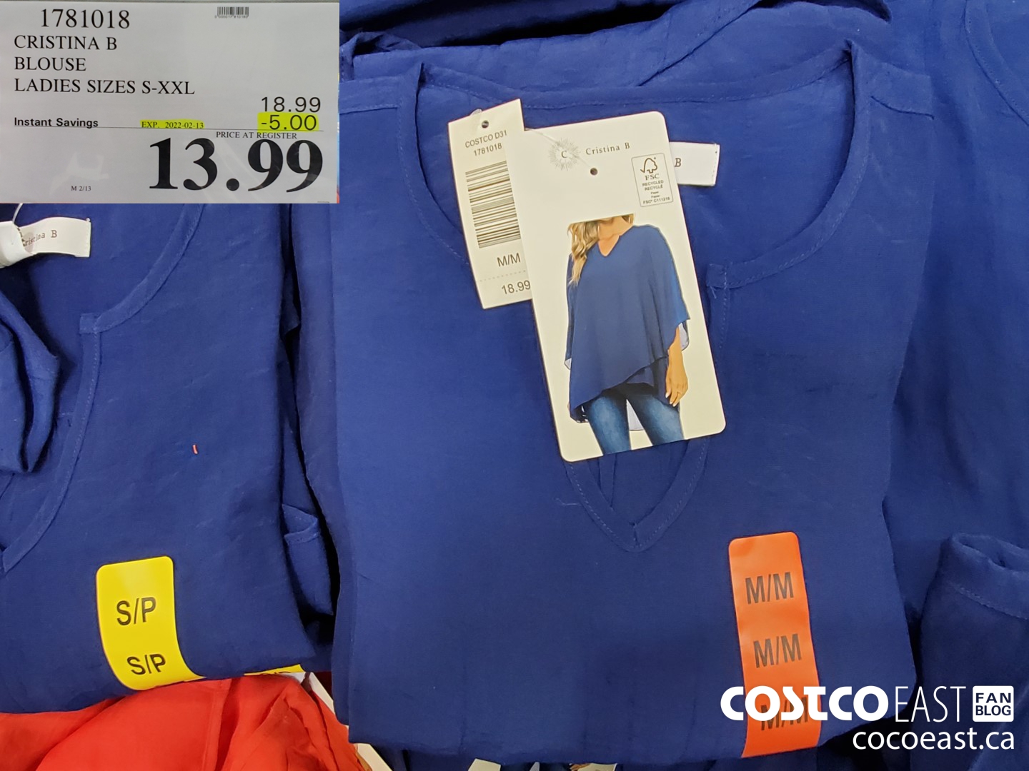 1781018 CRISTINA B BLOUSE LADIES SIZES S-XXL ($5.00 INSTANT SAVINGS EXPIRES ON 2022-02-13) $13.99