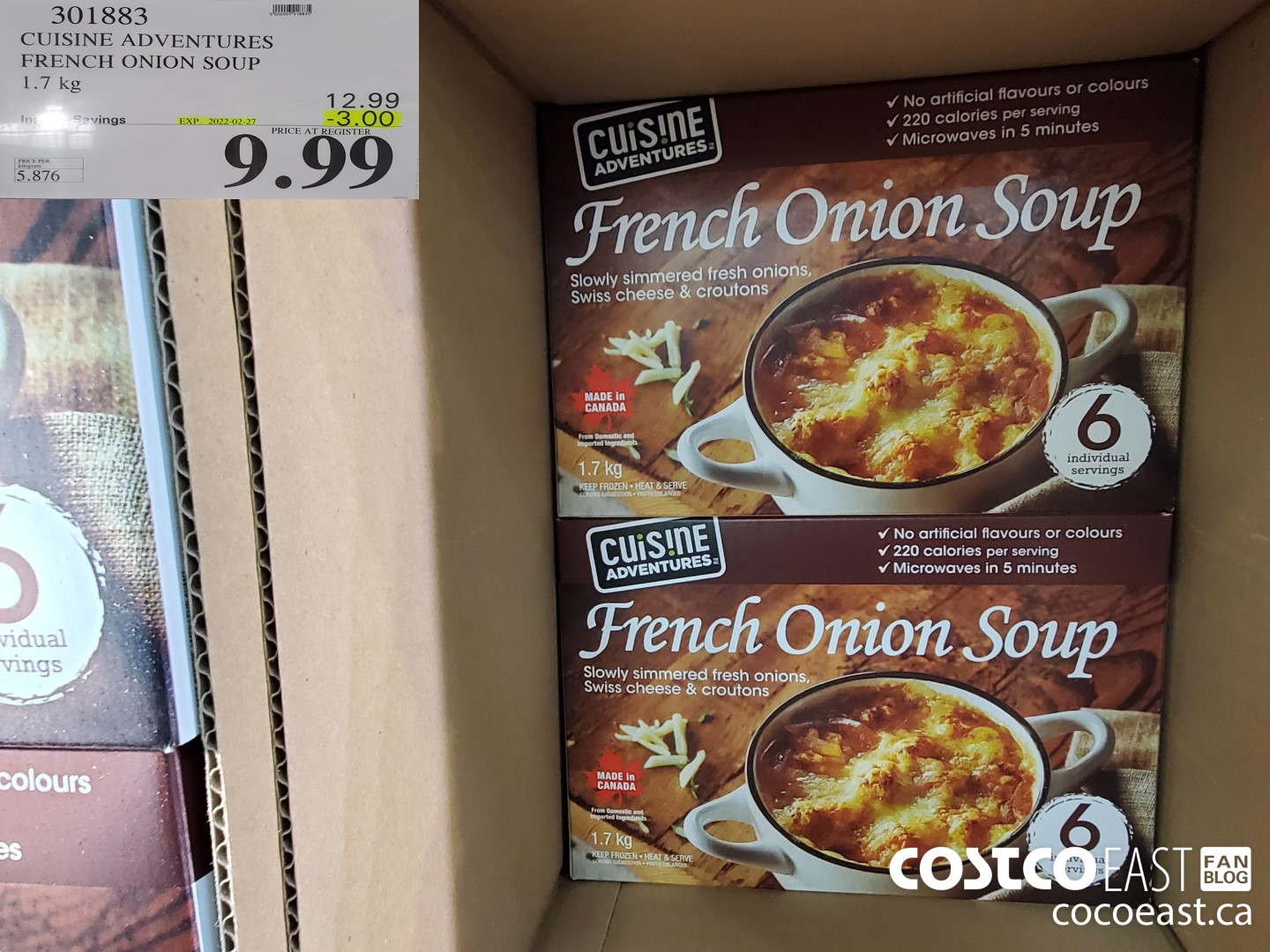 301883 CUISINE ADVENTURES FRENCH ONION SOUP 1.7 kg ($3.00 INSTANT SAVINGS EXPIRES ON 2022-02-27) $9.99