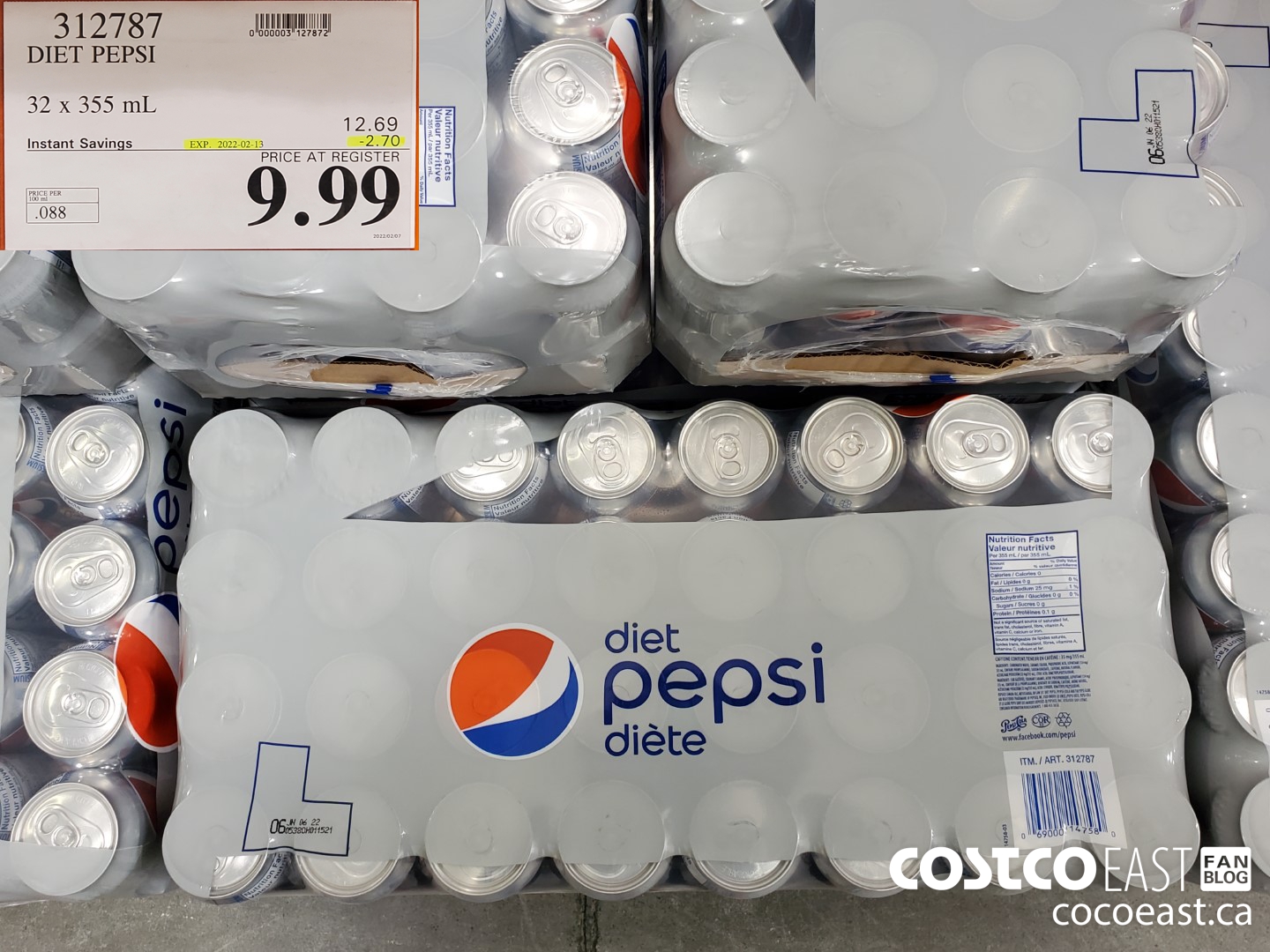 312787 DIET PEPSI 32 X 355 ($2.70 INSTANT SAVINGS EXPIRES ON 2022-02-13) $9.99