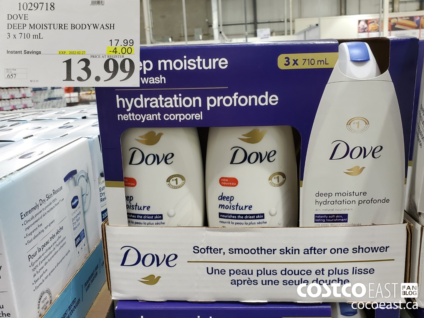 1029718 DOVE DEEP MOISTURE BODYWASH 3 x 710 mL ($4.00 INSTANT SAVINGS EXPIRES ON 2022-02-27) $13.99