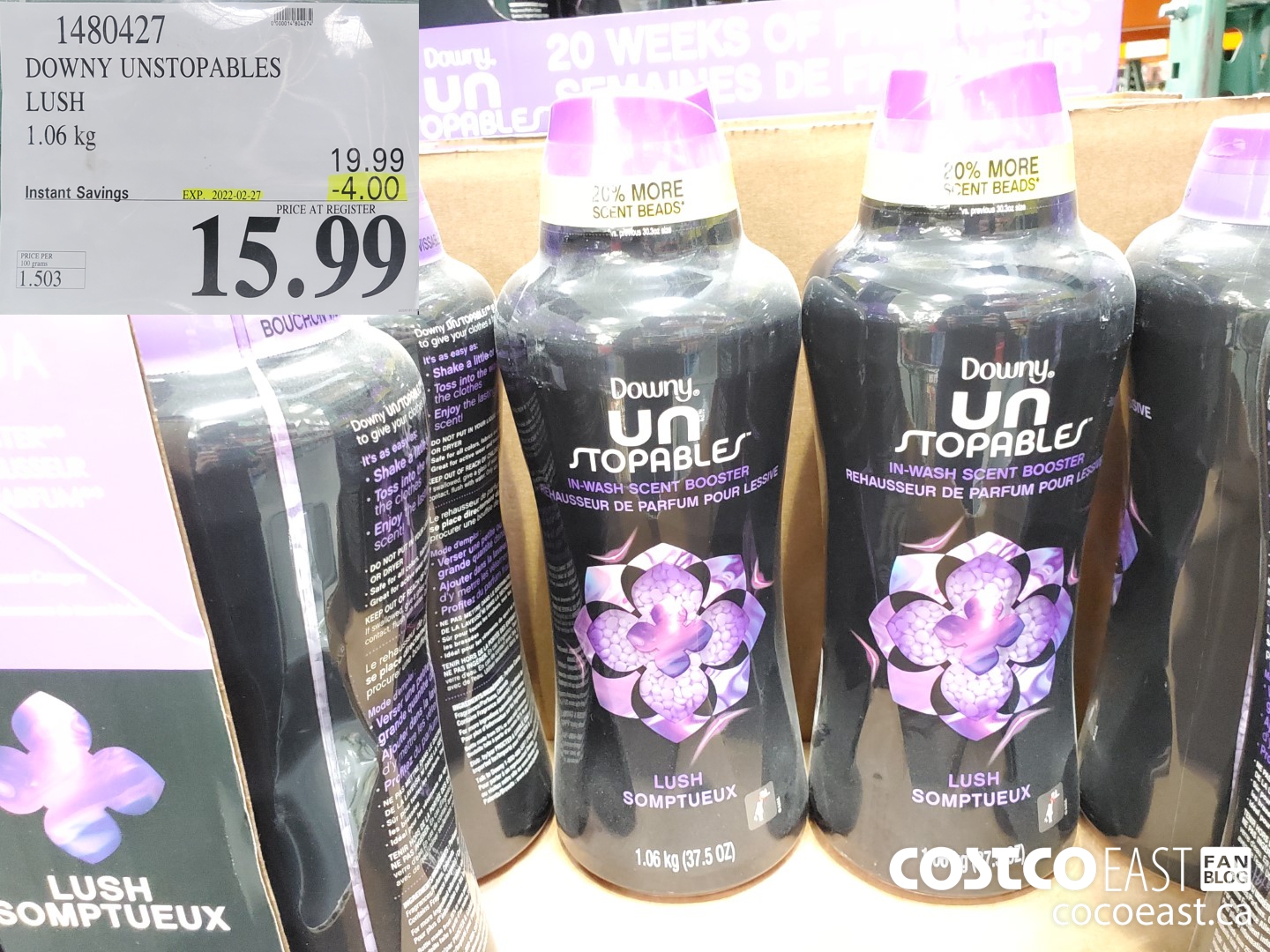 1420427 DOWNY UNSTOPABLES LUSH 1.06 kg ($4.00 INSTANT SAVINGS EXPIRES ON 2022-02-27) $15.99
