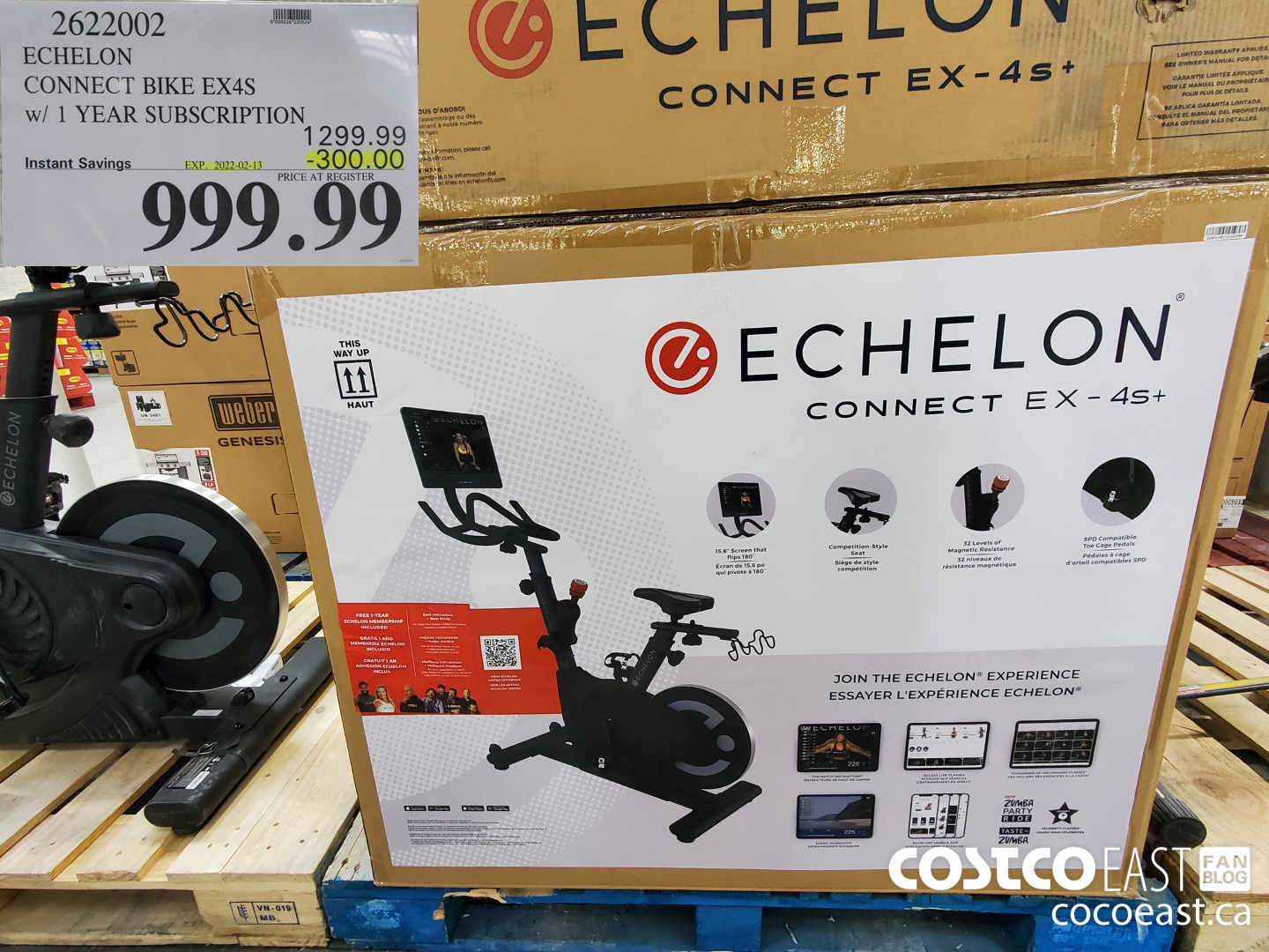 2622002 ECHELON CONNECT BIKE EX4S w/ 1 YEAR SUBSCRIPTION ($300.00 INSTANT SAVINGS EXPIRES ON 2022-02-13) $999.99