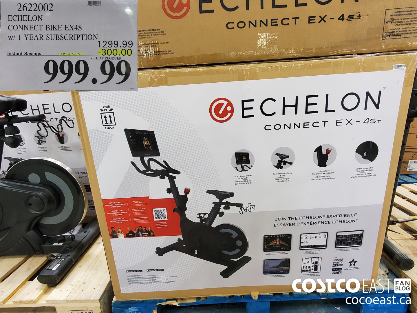 2622002 ECHELON CONNECT BIKE EX4S w/ 1 YEAR SUBSCRIPTION ($300.00 INSTANT SAVINGS EXPIRES ON 2022-02-13) $999.99