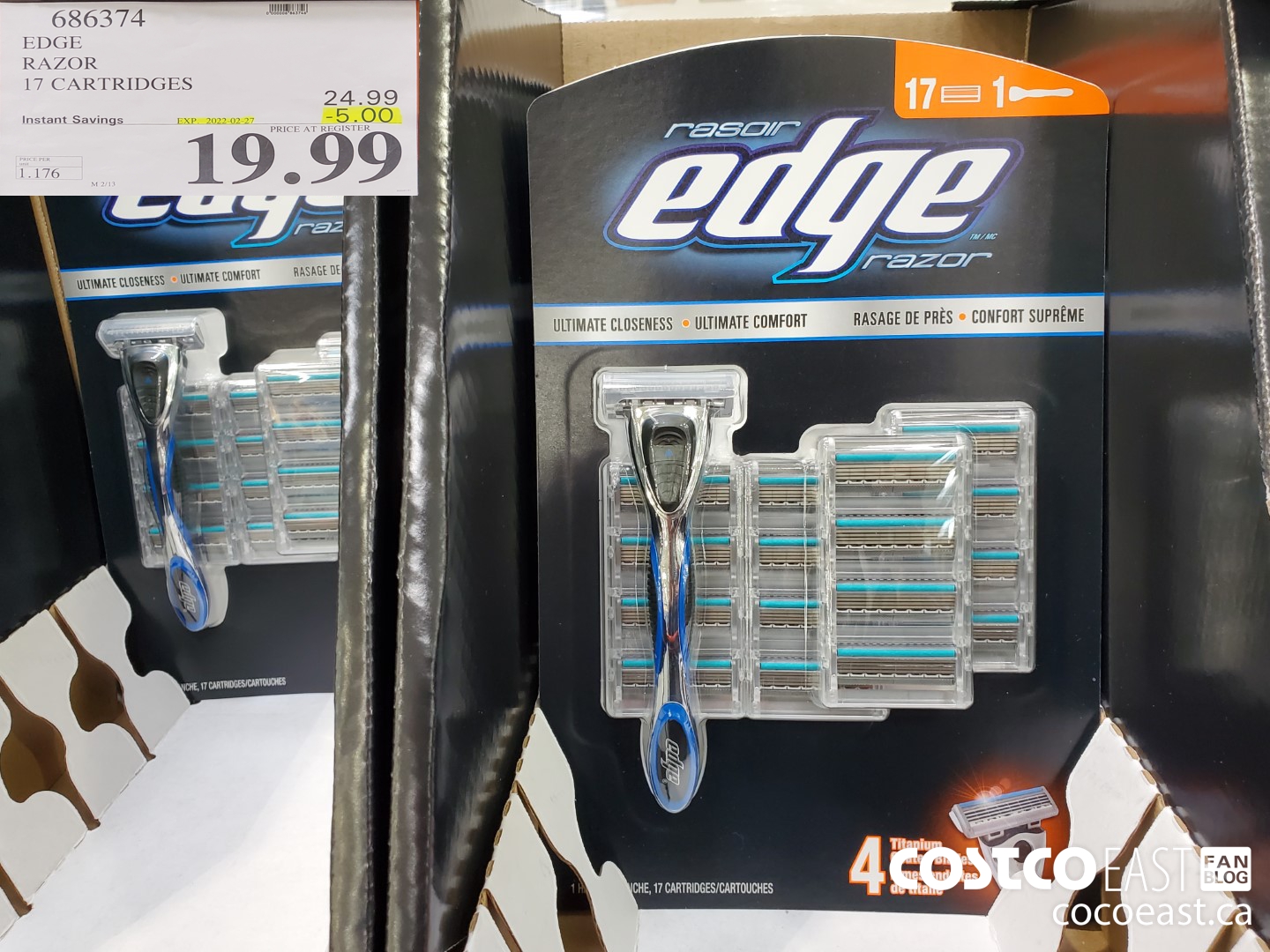686374 EDGE RAZOR + 17 CARTRIDGES ($5.00 INSTANT SAVINGS EXPIRES ON 2022-02-27) $19.99