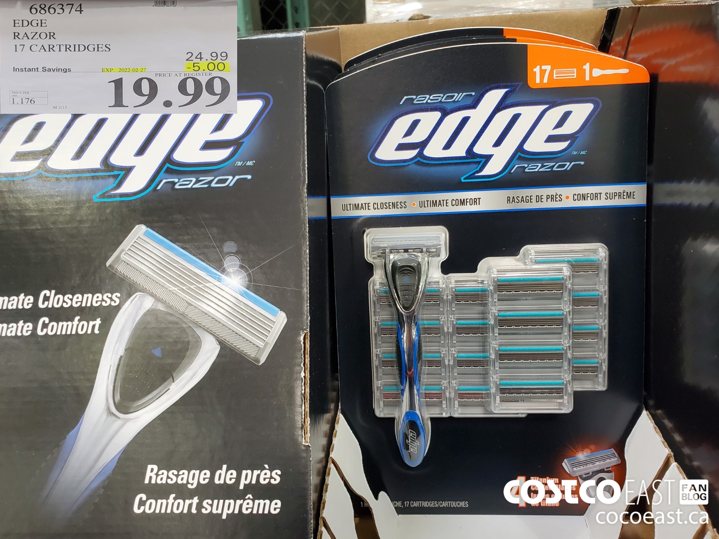 686374 EDGE RAZOR + 17 CARTRIDGES ($5.00 INSTANT SAVINGS EXPIRES ON 2022-02-27) $19.99