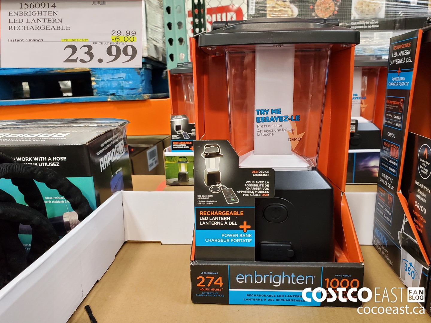 1560914 ENBRIGHTEN LED LANTERN RECHARGEABLE ($6.00 INSTANT SAVINGS EXPIRES ON 2022-02-27) $23.99