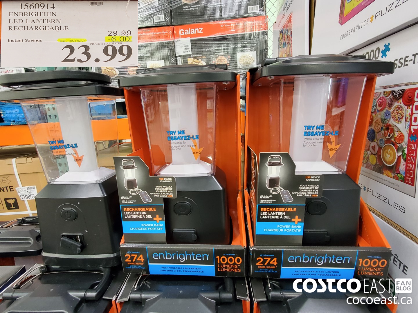 1560914 ENBRIGHTEN LED LANTERN RECHARGEABLE ($6.00 INSTANT SAVINGS EXPIRES ON 2022-02-27) $23.99