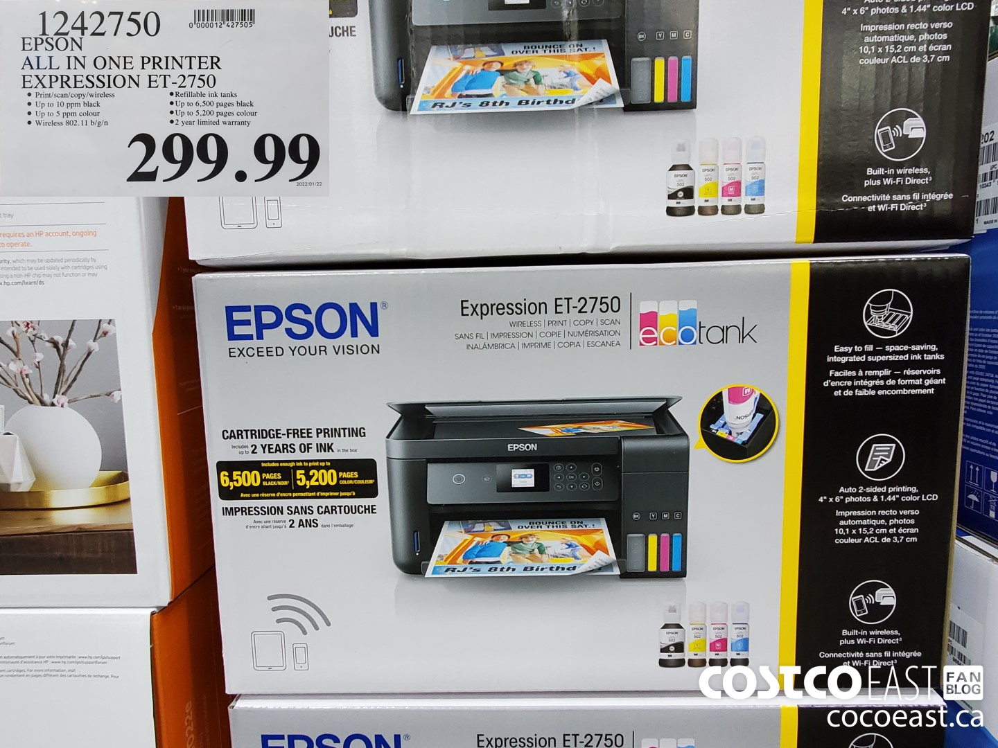 1242750 EPSON ALL IN ONE PRINTER EXPRESSION ET-2750  $299.99