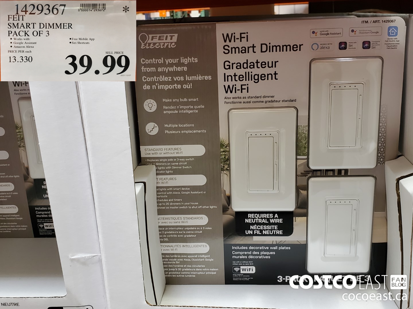 1429367 FEIT SMART DIMMER PACK OF 3 $39.99