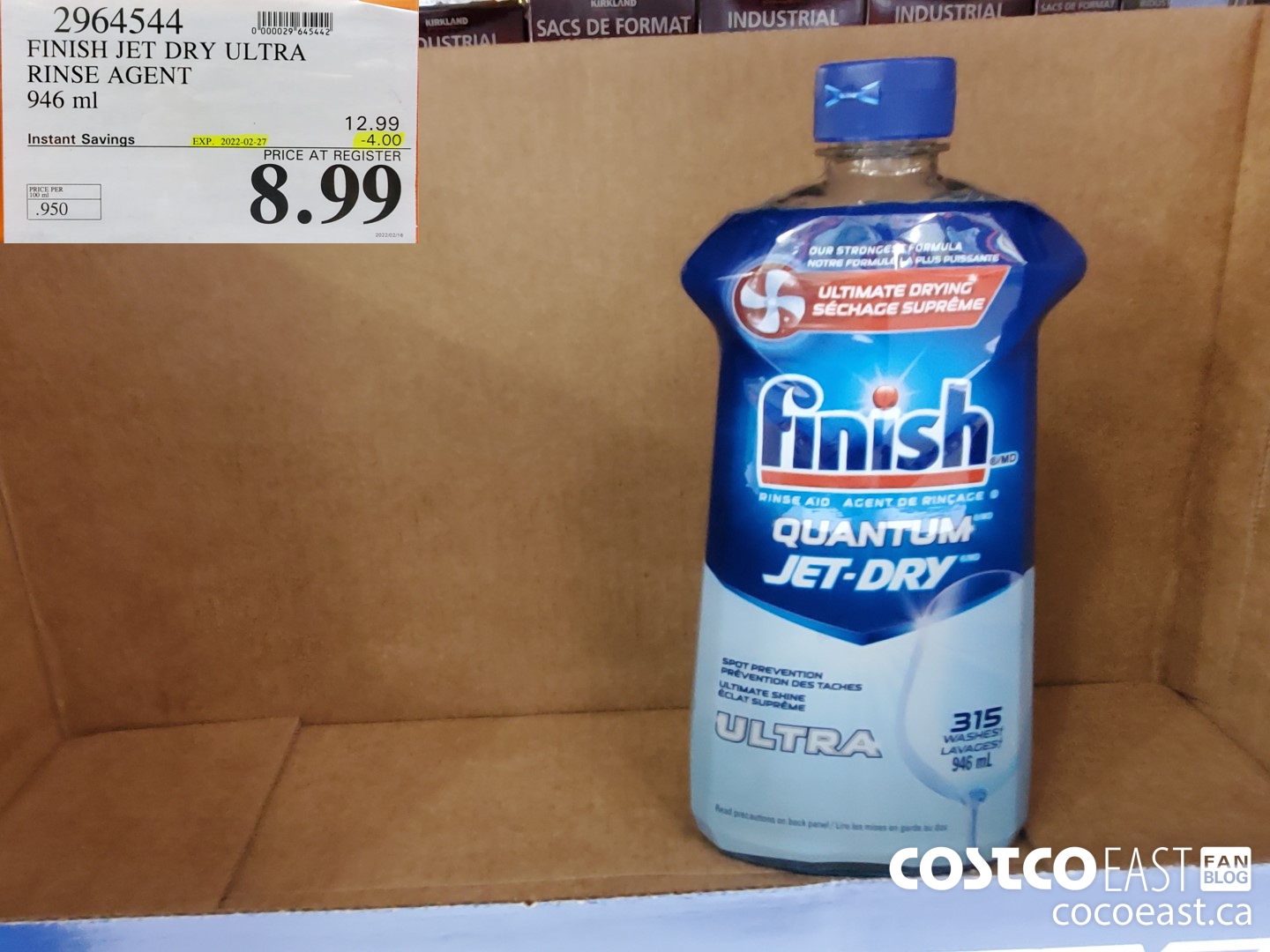 2964544 FINISH JET DRY ULTRA RINSE AGENT 946 ml ($8.99 INSTANT SAVINGS EXPIRES ON 2022-02-27) $8.99