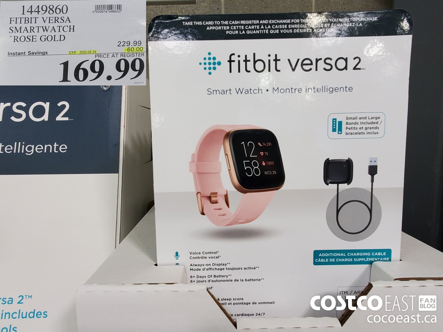 1449860 FITBIT VERSA SMARTWATCH “ROSE GOLD ($60.00 INSTANT SAVINGS EXPIRES ON 2022-02-24) $169.99
