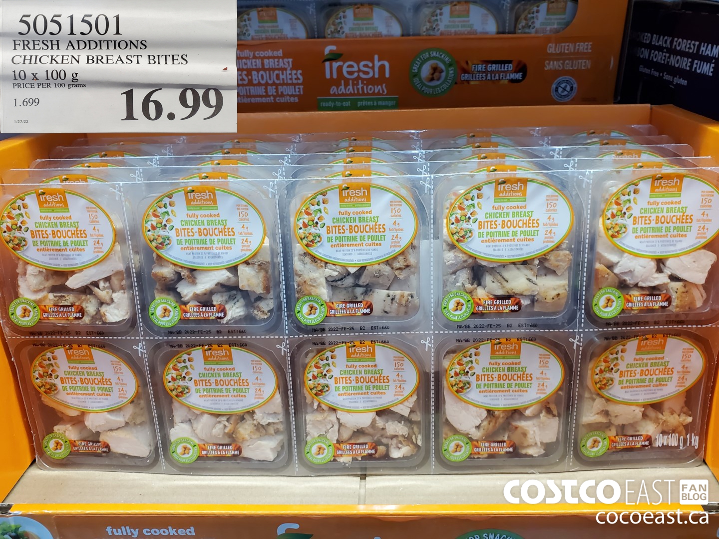 5051501 FRESH ADDITIONS CHICKEN BREAST BITES 10 X 100 G $16.99