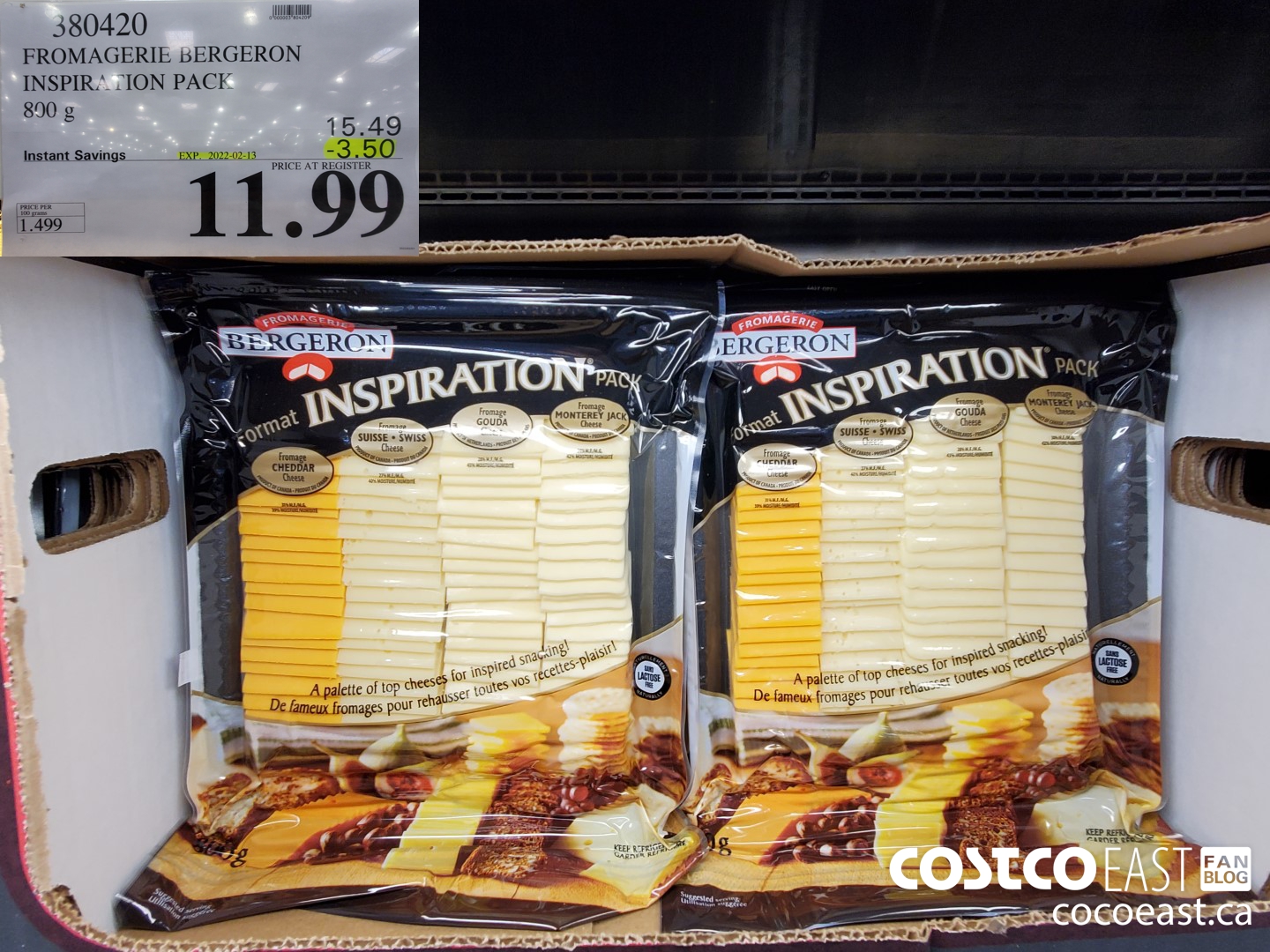 380420 FROMAGERIE BERGERON INSPIRATION PACK 800 G ($3.50 INSTANT SAVINGS EXPIRES ON 2022-02-13) $11.99