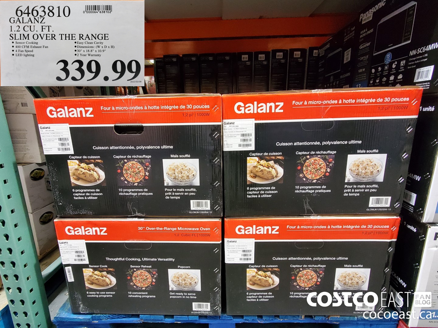 6463810 GALANZ 1.2 CU. FT. SLIM OVER THE RANGE $339.99