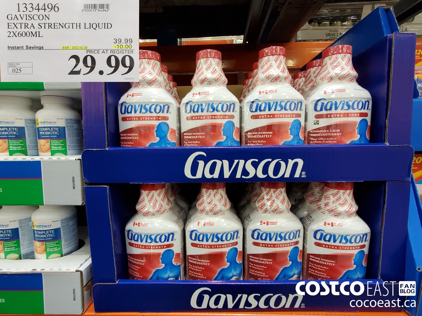 1334496 GAVISCON EXTRA STRENGTH LIQUID 2 X 600ML ($10.00 INSTANT SAVINGS EXPIRES ON 2022-02-20) $29.99