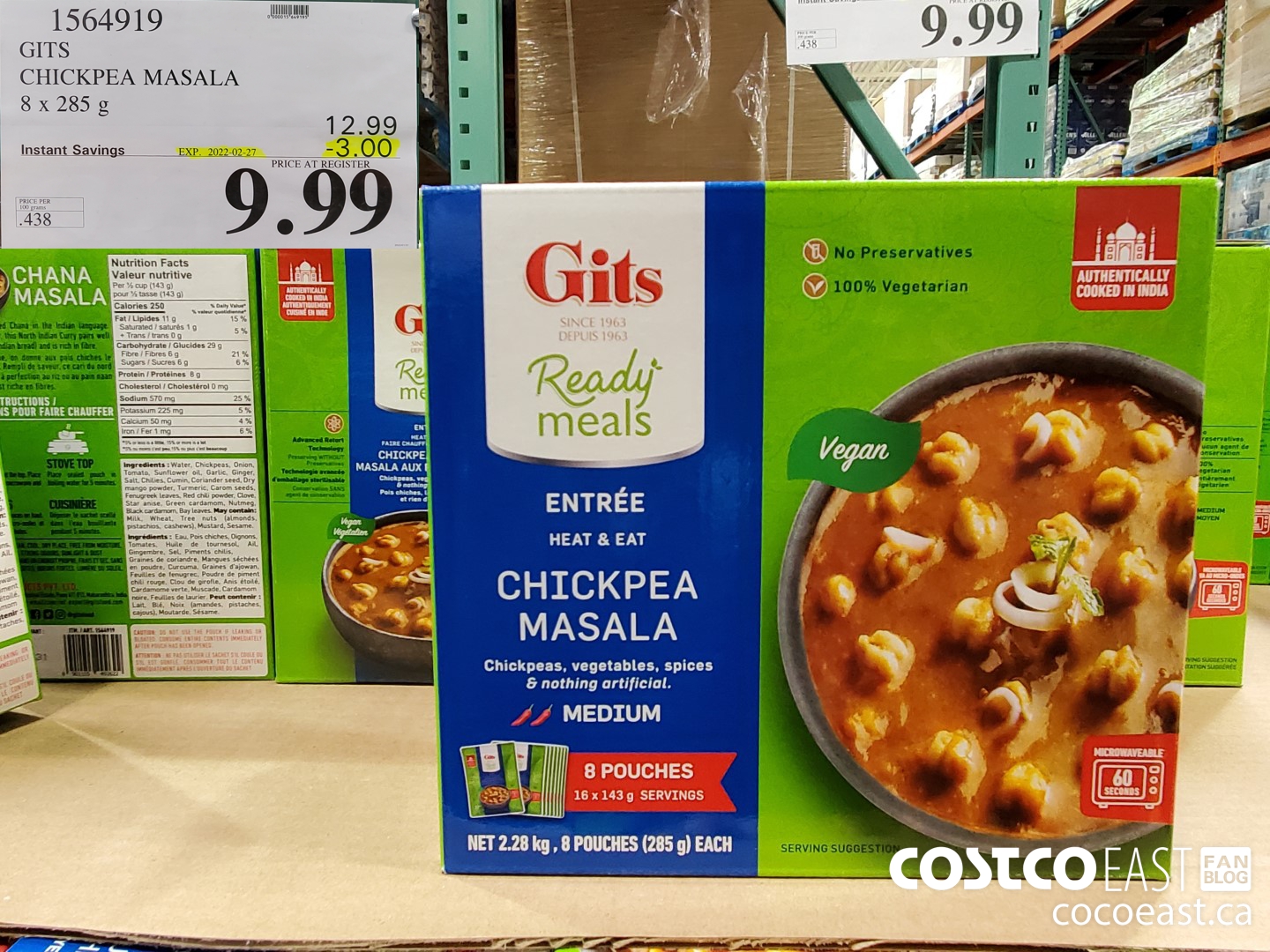 1564919 GITS CHICKPEA MASALA 8 X 285 G ($3.00 INSTANT SAVINGS EXPIRES ON 2022-02-27) $9.99