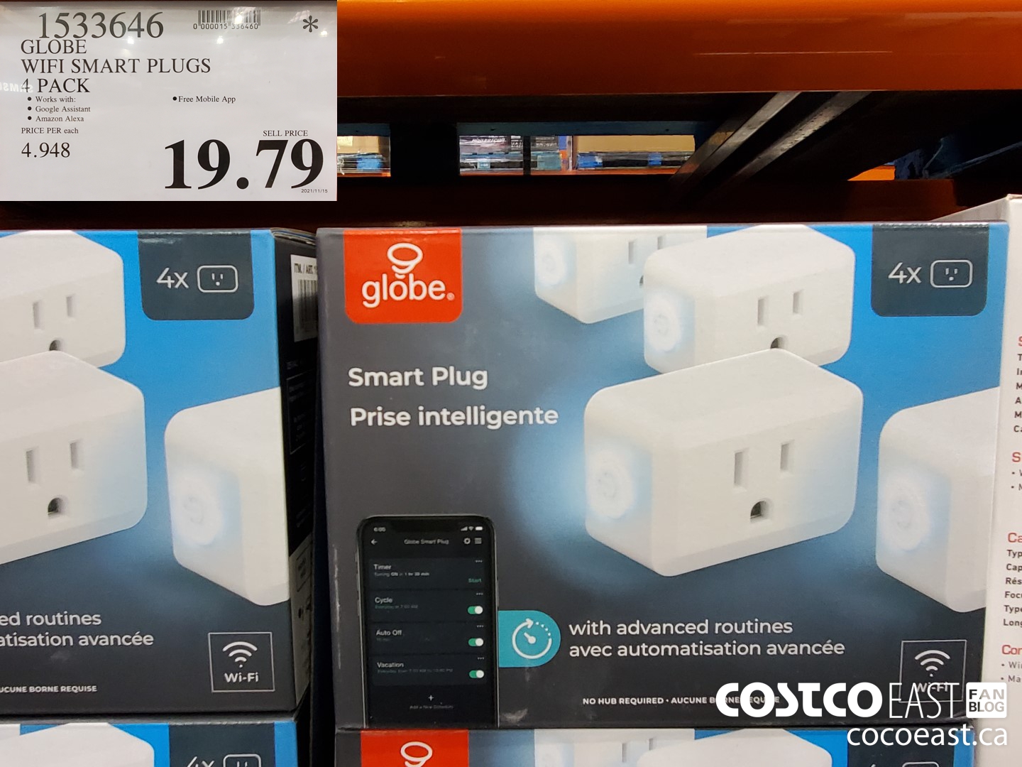 1533646 GLOBE WIFI SMART PLUGS 4 PACK $19.79