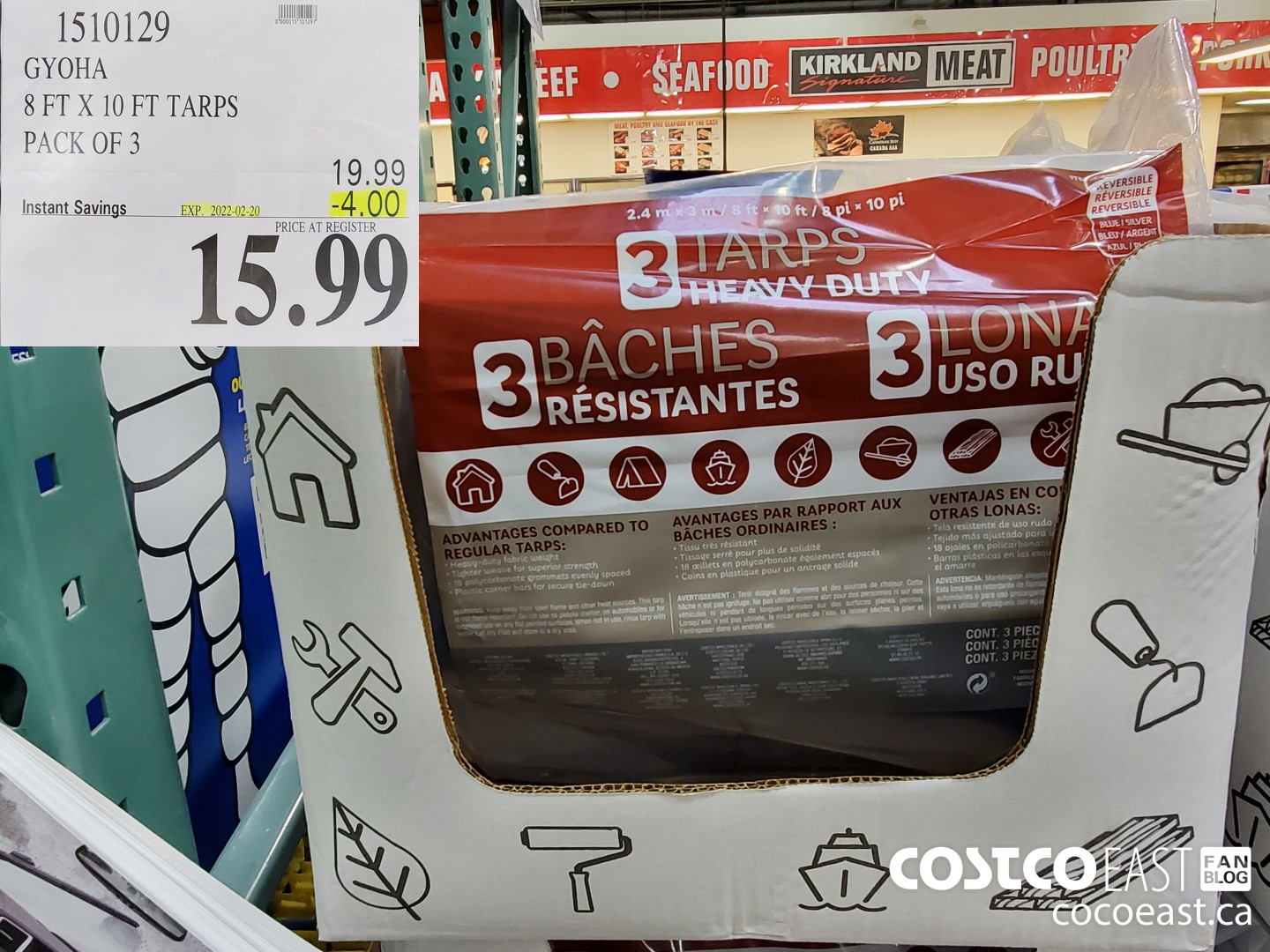 1510129 GYOHA 8 FT X 10 FT TARPS PACK OF 3 ($4.00 INSTANT SAVINGS EXPIRES ON 2022-02-20) $15.99